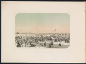 IJsvermaak op de Maas te Rotterdam, gezien vanaf het bolwerk, 1855