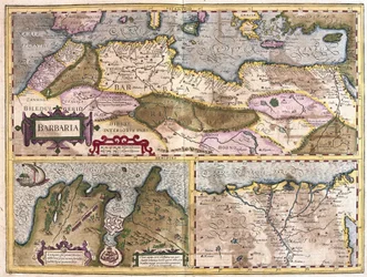 Noord-Afrika met belegering van Tunis en Nijldelta (gravure)