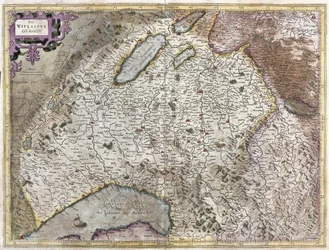 Noordoosten van Genève, Zwitserland (gravure)