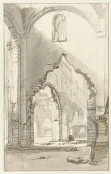 Interieur van de Nieuwe Kerk in Amsterdam, na de Grote Brand van 1645