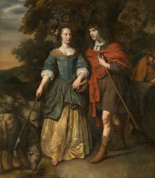 Jong stel in herderskostuums