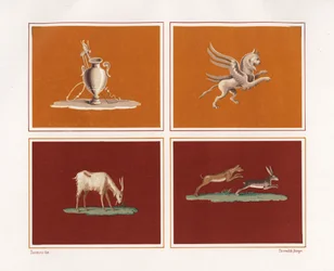 Decoratieve figuren uit het Huis van de Epigrammen, Regio V, Insula 1