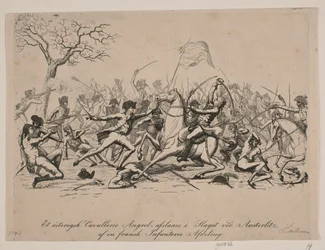 Een Oostenrijkse cavalerieaanval afgeslagen in de slag bij Austerlitz