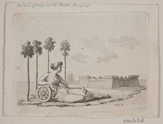 Liggende vrouw bij fort