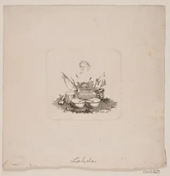 Vignet met buste van Sophron