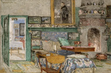 De openhaardkamer uit het huis van de kunstenaar Leveld in Lysaker