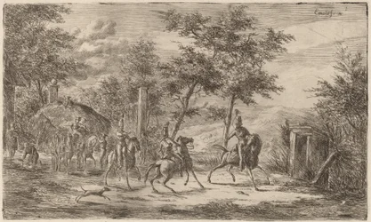 Cavalerie en hooiwagen