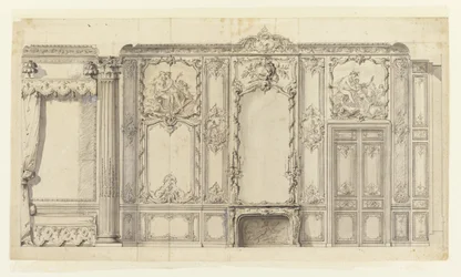 Muur elevatie van de slaapkamer van de prins de Rohan, Hôtel de Soubise, Parijs