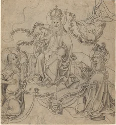 Christus en Maria die bij God de Vader bemiddelen
