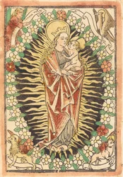 Madonna en Kind in een Rozenkrans