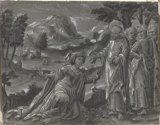 Christus en de overspelige vrouw [recto]