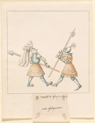 Freydal, Het boek van steekspelen en toernooien van keizer Maximiliaan I: Gevechten te voet (Steekspelen)(Deel III): G. Wolf von Fürstenberg mit Heleparten, Plaat 141