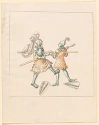 Freydal, Het Boek van Toernooien en Jousts van Keizer Maximiliaan I: Gevechten te Voet (Jousts)(Volume III): Plaat 151