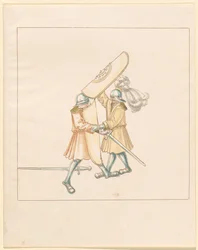 Freydal, Het Boek van Toernooien en Jousts van Keizer Maximiliaan I: Gevechten te Voet (Jousts)(Volume III): Plaat 156