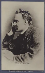 Friedrich Nietzche (1844-1900), Duits filosoof en schrijver (z/w foto)