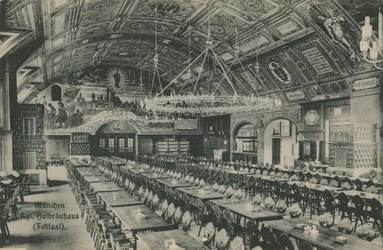 München, Hofbrauhaus. Briefkaart verzonden op 11 maart 1913.