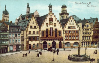 Romer, Frankfurt, Duitsland (ingekleurde foto)