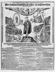 Een Duitse pamflet die Gustavus Adolphus afbeeldt als de kampioen van de protestantse zaak