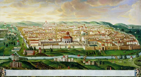 Een uitzicht op de ommuurde stad Jeruzalem, ca. 1740