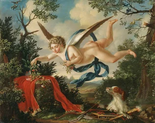 Allegorieën van de liefde - Cupido verzamelt bloemen in een landschap, 1803