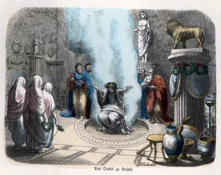 Oude geschiedenis. Griekenland. Orakel van Delphi ... (gravure)