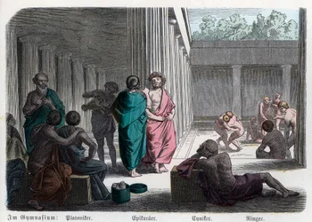 Oude geschiedenis. Griekenland. Platonisten, Epicuristen en Cynici: atletisch ... (gravure)