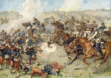 Aanval door Pruisische kurassiers bij Vionville, Slag bij Mars-le-Tour, 16 augustus 1870