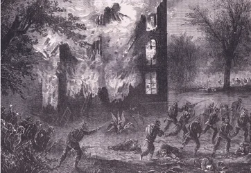 Aanval op een geavanceerde Franse positie, Cassells Geschiedenis van de Oorlog tussen Frankrijk en Duitsland uitgegeven door Cassell and Company Limited, c.1890