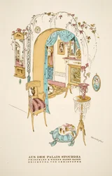 "Aus dem Palais Stourdza", reclame voor Friedmann  Weber (Baden-Baden)", uit Styl, pub.1922 (pochoirdruk)