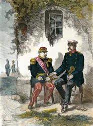 Bismarck in gesprek met Napoleon III na zijn gevangenneming in de Slag bij Sedan, 2 september