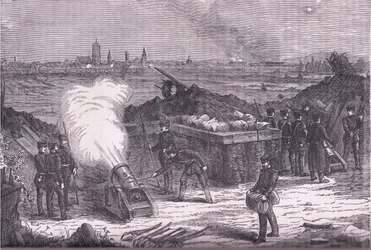 Bombardement van Schelestadt, Cassells Geschiedenis van de oorlog tussen Frankrijk en Duitsland uitgegeven door Cassell and Company Limited, ca. 1890