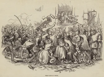 Broodrellen in Stettin, Duitsland 24 april 1847