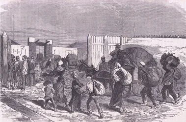Groenten uit de buitenwijken halen, Cassells Geschiedenis van de Oorlog tussen Frankrijk en Duitsland, uitgegeven door Cassell and Company Limited, ca. 1890