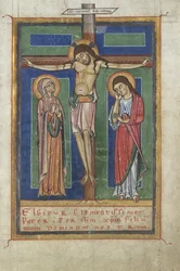 Canon Pagina uit een Sacramentarium, met de Kruisiging, ca. 1150-1160