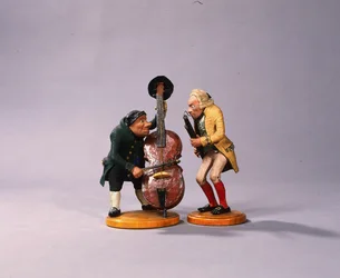 Karikatuurfiguren van muzikanten, gemaakt in Neurenberg, 1836