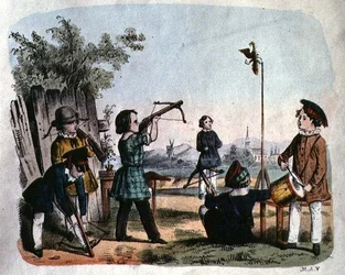 Kinderen die een Doelwit Schieten met een Haakbus, ca.1860
