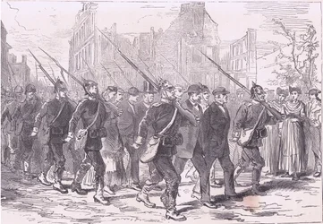 Konvooi van gevangenen, Cassells Geschiedenis van de oorlog tussen Frankrijk en Duitsland uitgegeven door Cassell and Company Limited, ca. 1890