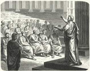 Demosthenes spreekt tegen Filips II van Macedonië
