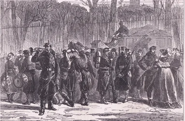 Vertrek van het Tiende Regiment Nationale Garde naar geavanceerde posten