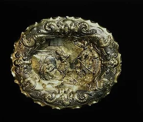 Schaal met Diogenes en Alexander de Grote, Augsburg
