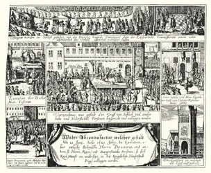 Executie van tegenstanders van de Heilige Roomse Keizer Ferdinand II in Praag
