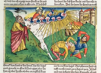 Exodus 9:13-35 De Zeven Plagen van Egypte: Mozes en de plaag van hagel en bliksem, uit de 