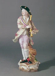 Beeld van een galante met pijpen, Meissen, ca. 1850