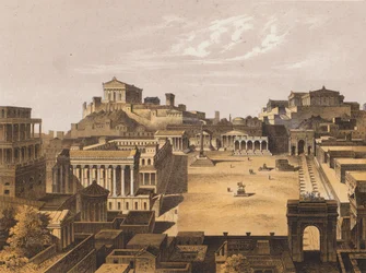 Forum, het oude Rome (kleurenlitho)