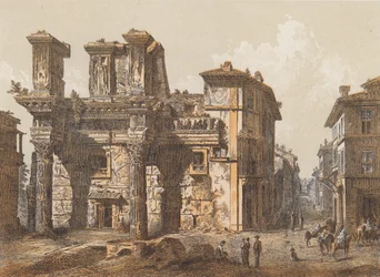 Forum van Nerva, Rome (kleurenlitho)