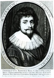Frederik V (1596-1632), Koning van Bohemen, Keurvorst van de Rijn, gegraveerd door Willem Hondius, 1633