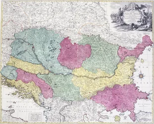 Geografische kaart van het oorlogstheater, met voornamelijk het Koninkrijk Hongarije, 1771