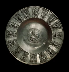 Duitse kunst: tinnen Saksische schaal rond 1560
