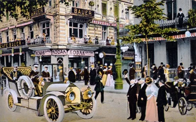Duitse ansichtkaart met parade van Kaiser Wilhelm II, c.1912