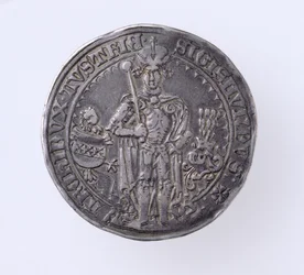 Guldiner (taler) van Sigismund (1439-96) Graaf van Tirol, Hall Munt, 1486 (voorzijde)